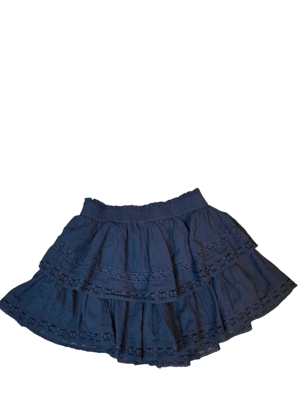American Eagle Navy Tiered Lace Mini Skirt Boho Cottagecore Size Small